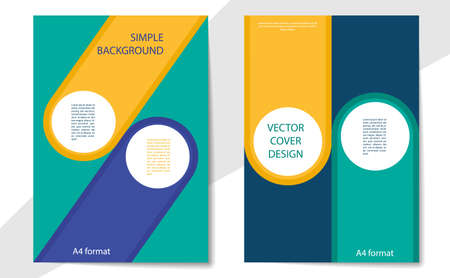 Geometric cover design templates A-4 format. Editable set of layouts for covers of books, magazines, notebooks, albums, booklets. Flat design, modern colors.のイラスト素材