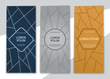 set of dark banners with geometric shapes. Color vector illustration for printed products, banners,...