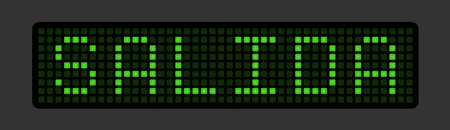 Electronic display in green with the word Exit. Spanish language. Vector illustration