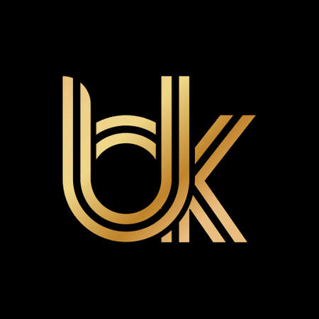 Lowercase letters b and k. Flat bound design in a Golden hue for a logo, brand, or logo. Vector illustrationのイラスト素材