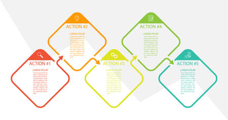 Infographics with icons for business, Finance, project, plan, or marketing. 5 stages. Flat vector styleのイラスト素材