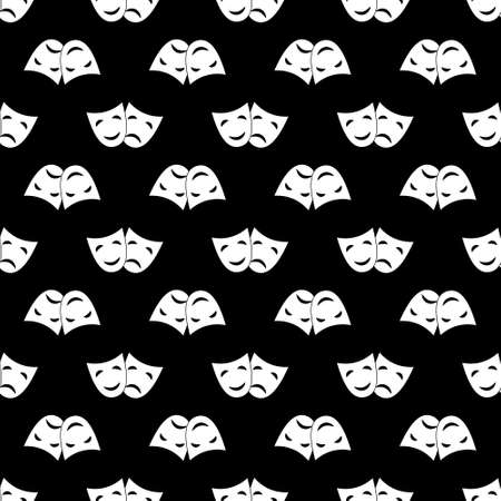 Seamless pattern with theatrical masks for simple backgrounds, textures, and packaging. Vector illustration.のイラスト素材