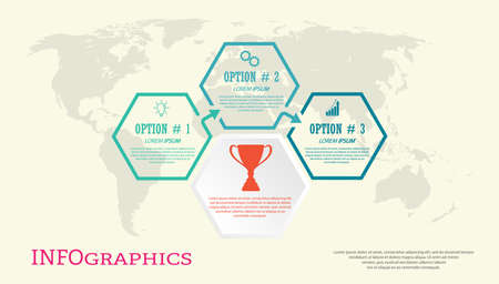 Infographic template with visual icons. 3 stages of business, training, marketing or financial success. Vector illustrationのイラスト素材