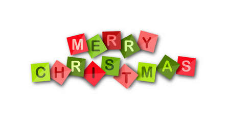HAPPY CHRISTMAS on Colored square sheets. Vector banner for a website, app, or presentationのイラスト素材