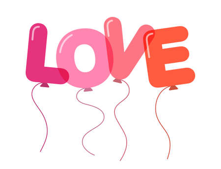 LOVE. Balloons in the form of letters. Flat designのイラスト素材
