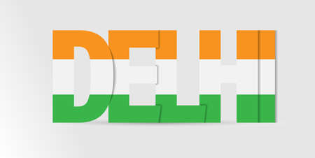 name of the city of DELHI in the colors of the national flag. Flat style.のイラスト素材