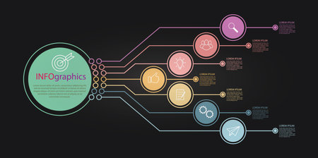 Infographics. Vector template with pictograms for business and finance flowcharts, websites, banners and presentations. Flat styleのイラスト素材