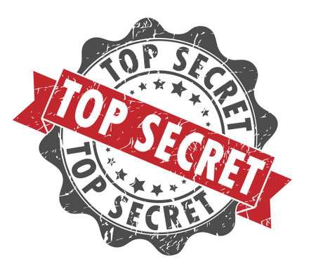 An impression of a stamp that says TOP SECRET. Old worn vintage stamp. Stock vector illustration.のイラスト素材