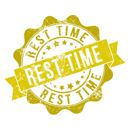 REST TIME. Stamp impression with the inscription. Old worn vintage stamp. Stock vector illustration.のイラスト素材