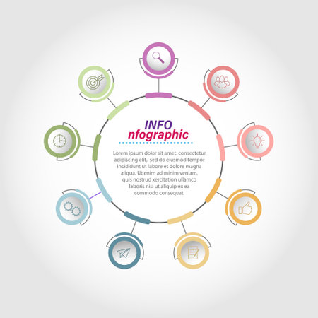 Infographics. Vector template with pictograms for business and finance flowcharts, websites, banners and presentations. Flat styleのイラスト素材