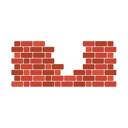 Icon of a brick wall with an opening. Flat style.のイラスト素材