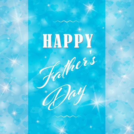 Happy Father's Day greeting banner with bokeh elements and twinkling stars. Vector design.のイラスト素材