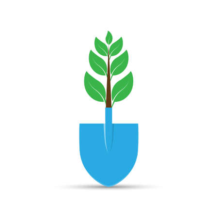 Agricultural logo, gardener's emblem. Simple vector illustration for theme design. Flat style.のイラスト素材