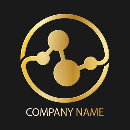 Multi-purpose gold abstract template for logo, emblem, brand or sticker. Simple Styleのイラスト素材