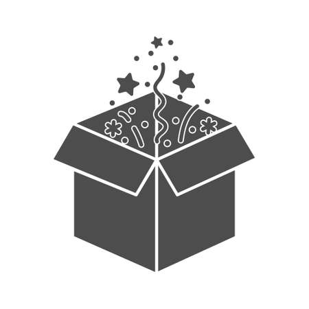 box with a surprise, an illusion, or a firework display. Silhouette drawing. Vector illustration isolated on a white background. Flat styleのイラスト素材