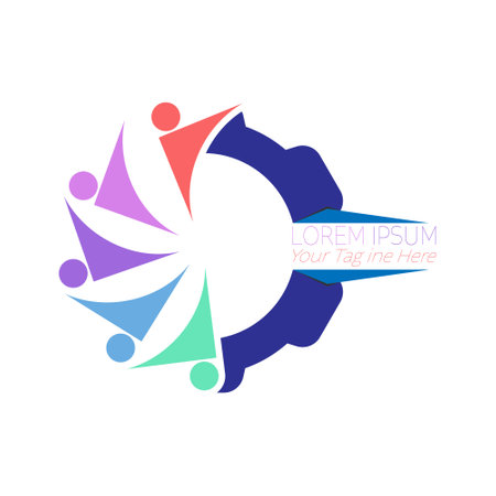 Community icon, social networks, team of friends. Stock vector illustration isolated on white background. Flat design.のイラスト素材