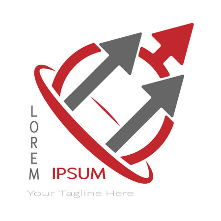 Arrows break out of the circle. Template for a logo, emblem or brand. Flat design.のイラスト素材