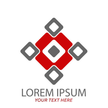 Editable template for company logo, emblem or brand. Simple vector image with geometric square isolated on white background. Flat design.のイラスト素材