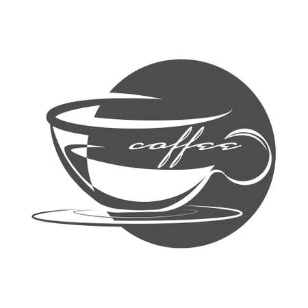 cup of coffee. Vector template for logo, emblem or sticker, isolated on a white background. Flat style.のイラスト素材