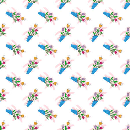 Flowers in a vase. Seamless pattern for simple backgrounds, textures, and packaging. Flat design.の写真素材