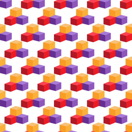 Colored cubes. Seamless pattern for texture, textiles, packaging, and simple backgrounds. Flat style.のイラスト素材