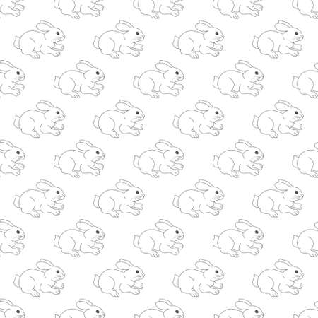 Hare. Seamless pattern for texture, textiles, packaging, and simple backgrounds. Flat style.のイラスト素材