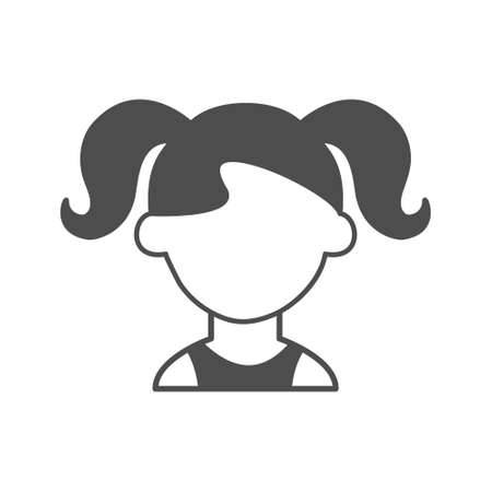 Girl with pigtails. Simple editable linear icon. Flat styleのイラスト素材
