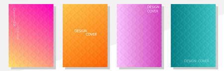 Geometric cover design templates A-4 format. Editable set of layouts for covers of books, magazines, notebooks, albums, booklets. Flat design, modern colors.のイラスト素材