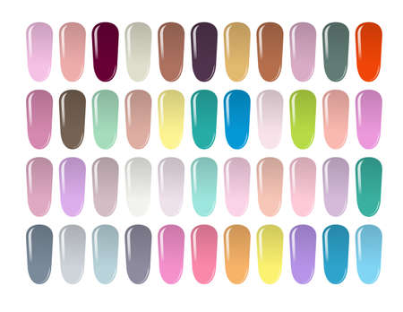 set of nail shades with varnish. Vector illustration, flat styleのイラスト素材
