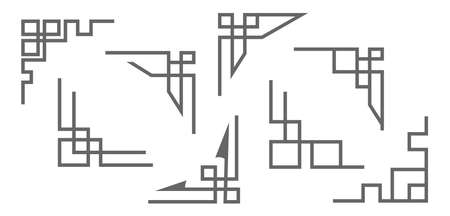Set of corner frames, geometric, stamp or stencil for scrapbooking and decorative embossing, template for die cutting. Flat styleのイラスト素材
