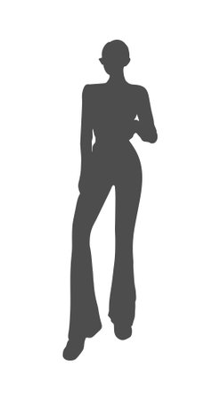 Women's silhouette for a stamp or stencil for scrapbooking and decorative embossing, a template for die cutting. Flat style.のイラスト素材