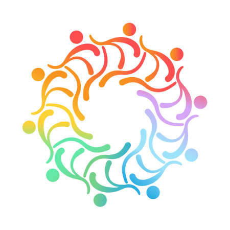 logo, sticker, or brand template for the concept of teamwork, social community, or leadership. Flat design.のイラスト素材