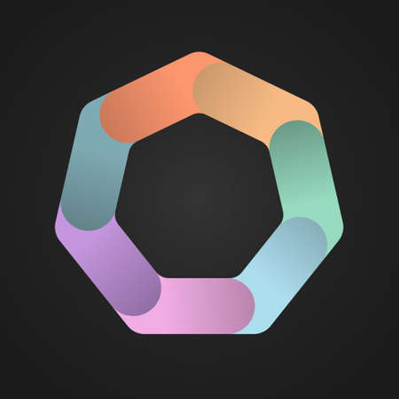 heptagon divided into seven colored parts. Template for infographics. Color design