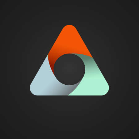 triangle divided into three colored parts. Template for infographics Color design