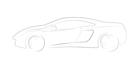 Contoured silhouette of an abstract sports car. Linear vector illustration. Flat styleのイラスト素材