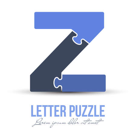Letter Z is made up of puzzles. Vector illustration for logo, brand logo, sticker or scrapbooking, for education. Simple style.のイラスト素材