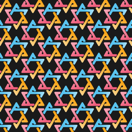 Seamless color pattern of interlocking triangles. Template for textures, textiles, and simple backgrounds. Simple styleのイラスト素材