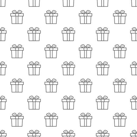 Seamless gift box pattern with bows for texture, textiles, packaging, and simple backgrounds. Flat styleのイラスト素材