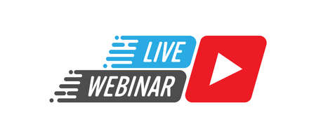 Live webinar vector icon. The icon with the play button. Flat Style