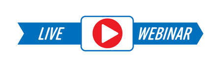 Live webinar vector icon. The icon with the play button. Flat Style