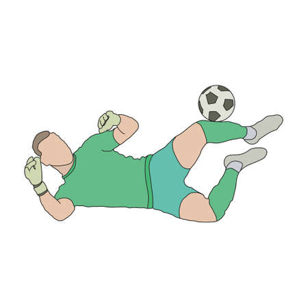 Sport. The goalkeeper hits the ball with his foot, a colored silhouette. Simple Styleのイラスト素材