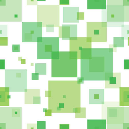 Seamless geometric pattern of squares of different transparency in shades of green. Illustration for...