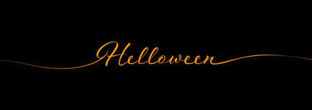 Halloween. A single-line calligraphic inscription. Flat styleのイラスト素材