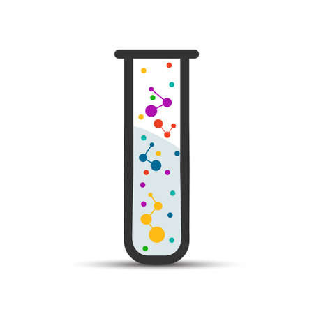 Color vector icon of a laboratory test tube with a chemical reaction. Vector illustration for a website, presentation, mobile app, and infographic. Isolated on a white background. Flat design.のイラスト素材