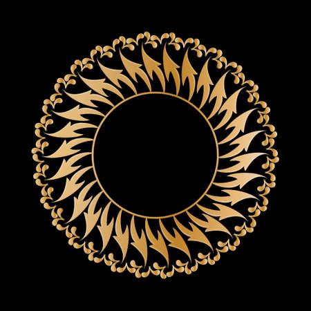 Gold round openwork ornament. Decorative round frame. Elegant design, simple styleのイラスト素材