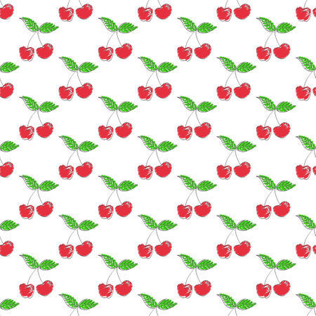Cherry. Seamless pattern for simple backgrounds, textures, and packaging. Flat design.のイラスト素材