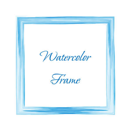 Square blue watercolor frame for postcards, banners, posters and creative design. Vector illustration.のイラスト素材