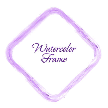 Square purple watercolor frame for postcards, banners, posters and creative design. Vector illustration.のイラスト素材