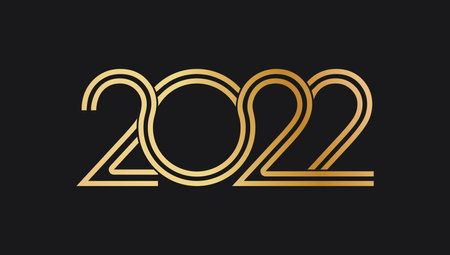 golden numbers of 2022. Merry Christmas and Happy New Year. Vector illustration.のイラスト素材