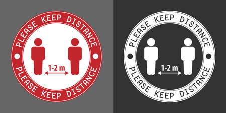 A sign warning about the observance of social distance. Flat style.のイラスト素材